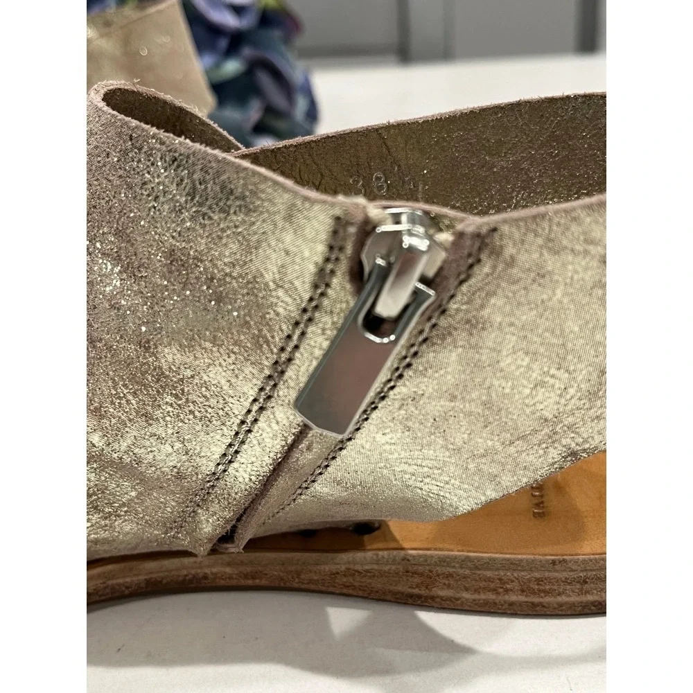 Officine Creative platinum leather‎ zipper Sandals size 38.5